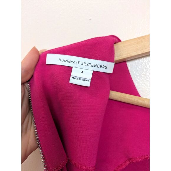 Diane von Furstenburg Carpreena Mini Hot Pink Sleeveless Dress w/ Pockets Sz 4 - Picture 7 of 11